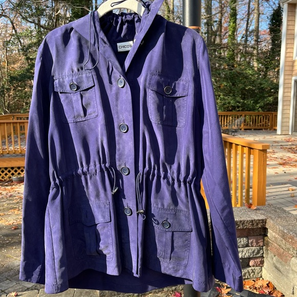 SPRING SALE! Chico’s light silk jacket, royal purple. Adjustable toggles - Picture 1 of 6